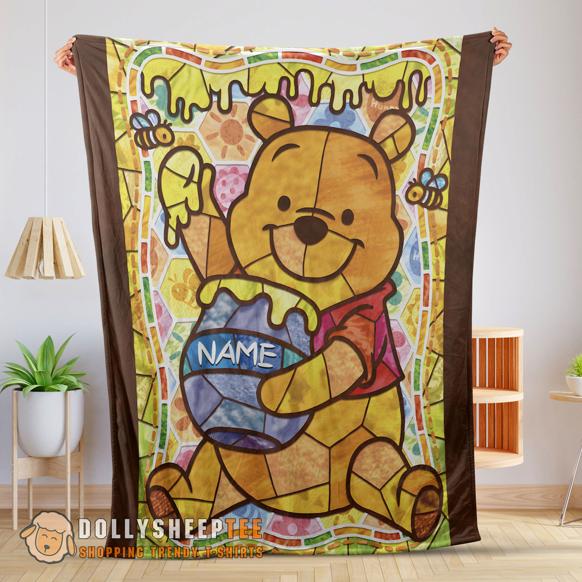 Perfect Disney Cartoon Winnie The Pooh With Jars of Honey Blanket Customize Blanket