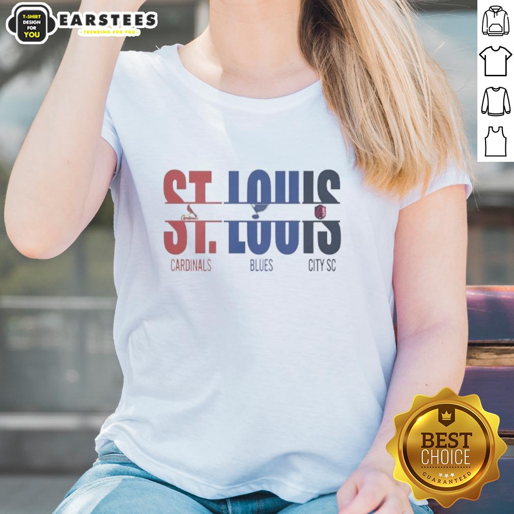 Premium St. Louis City Sc St. Louis Cardinals St. Louis Blues And Cut Text T-Shirt - Image 3