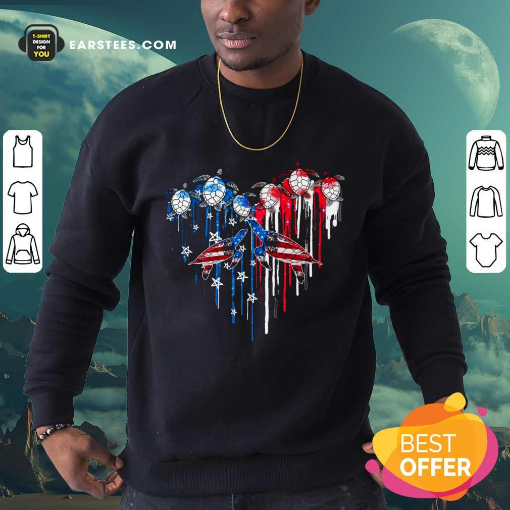 Top Heart Turtles American Flag Shirt - Image 3