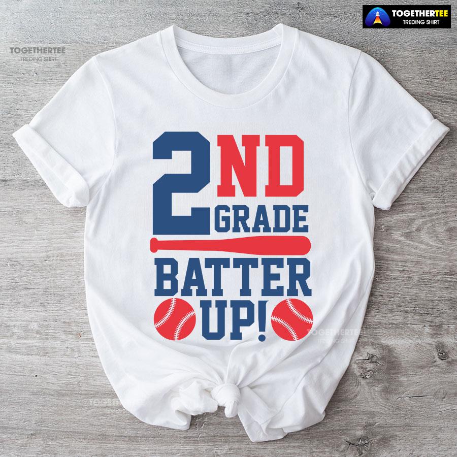 2nd Grade Batter Up Baseball Second Grade Student Back To School T-Shirt