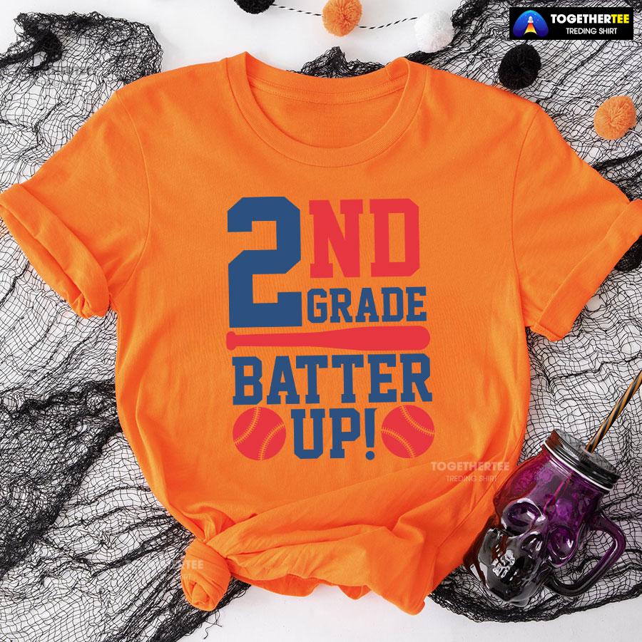 2nd Grade Batter Up Baseball Second Grade Student Back To School T-Shirt - Image 10
