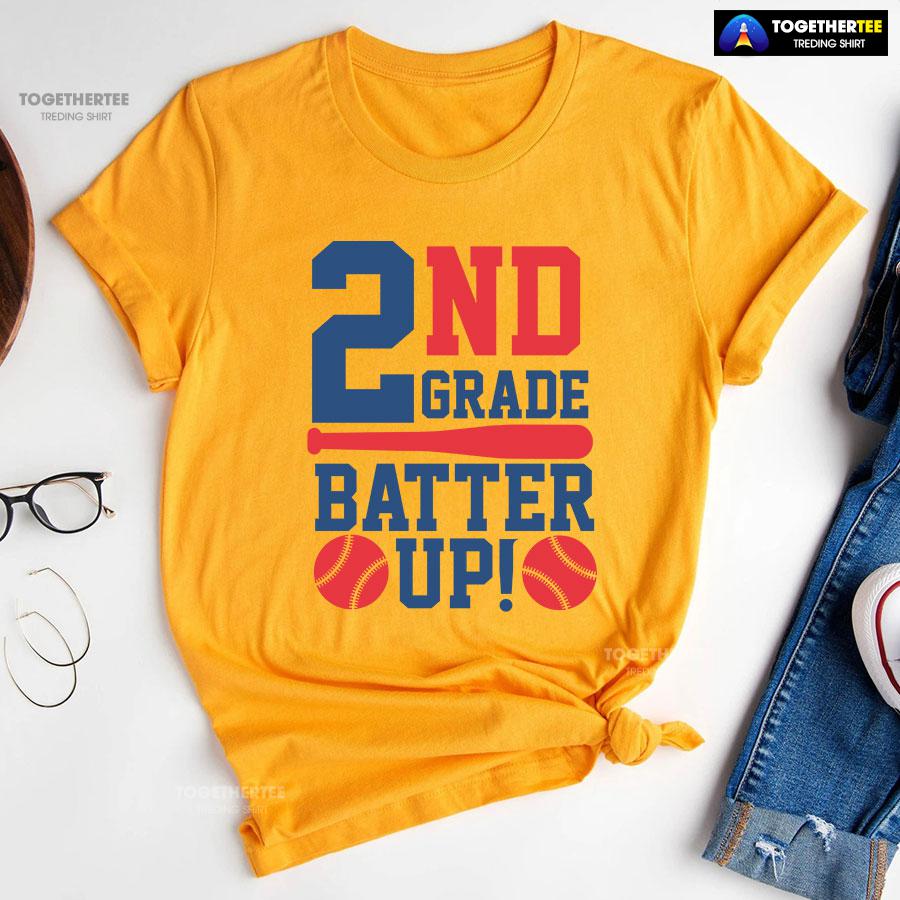 2nd Grade Batter Up Baseball Second Grade Student Back To School T-Shirt - Image 11