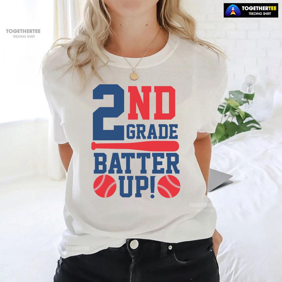 2nd Grade Batter Up Baseball Second Grade Student Back To School T-Shirt - Image 3