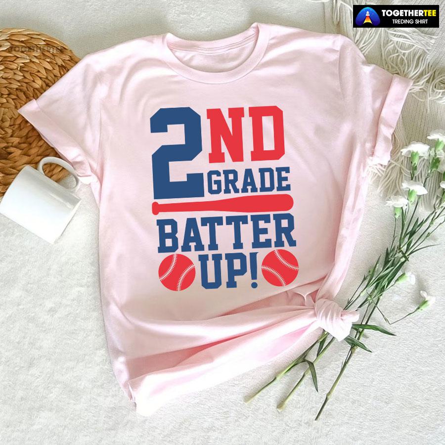 2nd Grade Batter Up Baseball Second Grade Student Back To School T-Shirt - Image 6