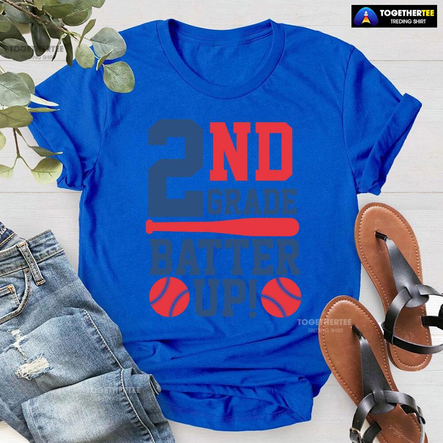 2nd Grade Batter Up Baseball Second Grade Student Back To School T-Shirt - Image 8