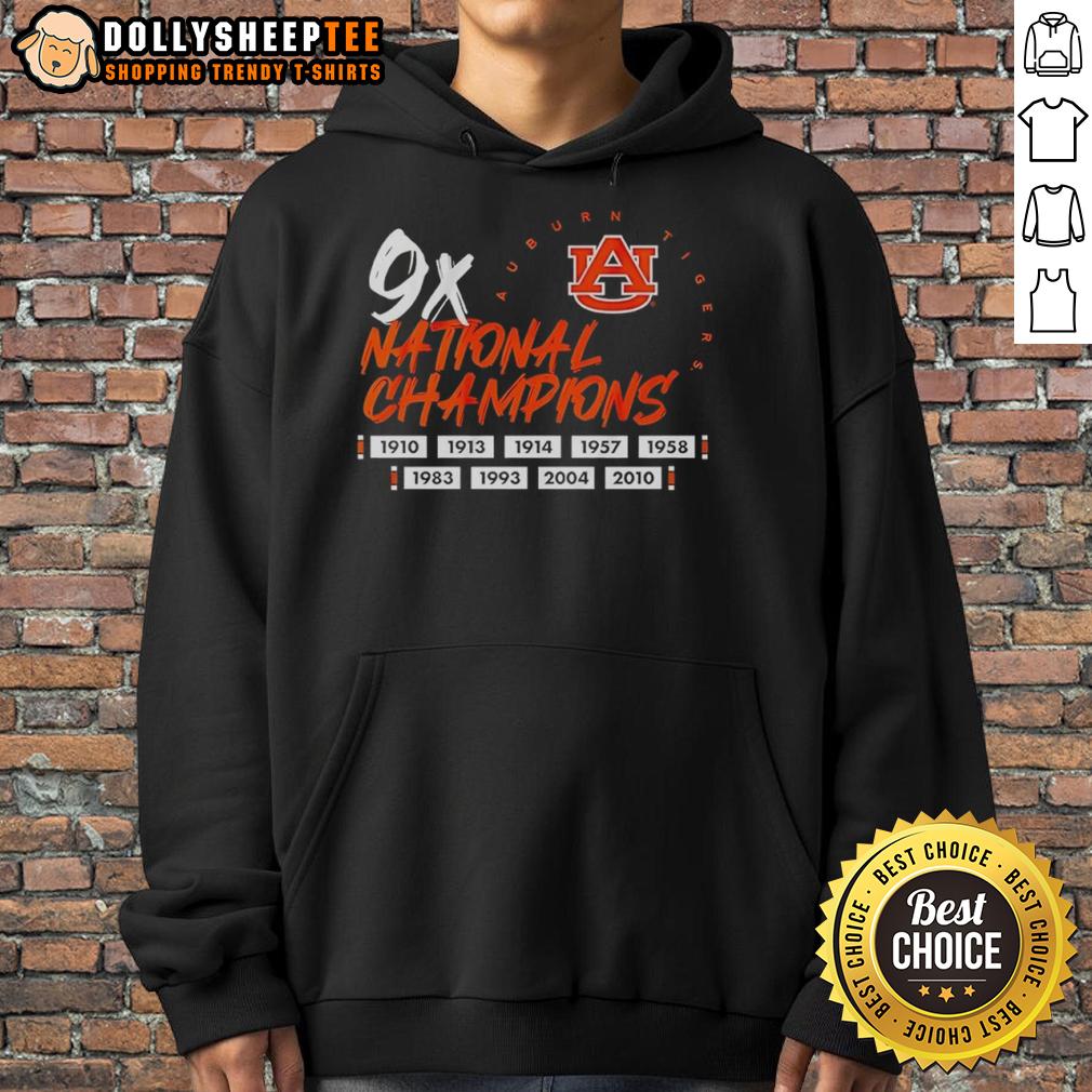 Top Nine Time National Champions Auburn Tigers Football Logo T-Shirt - Image 2