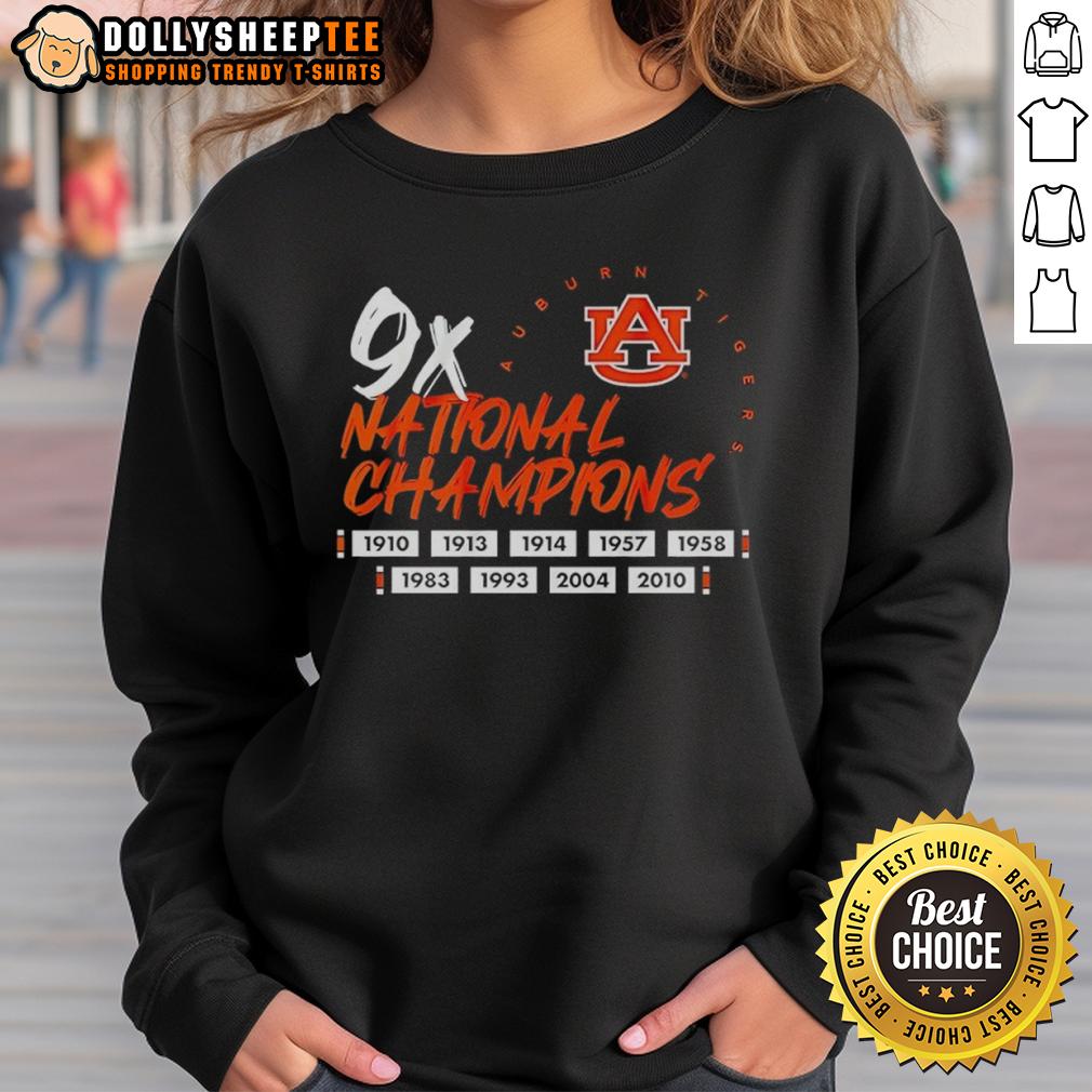Top Nine Time National Champions Auburn Tigers Football Logo T-Shirt - Image 5