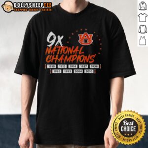 Top Nine Time National Champions Auburn Tigers Football Logo T-Shirt