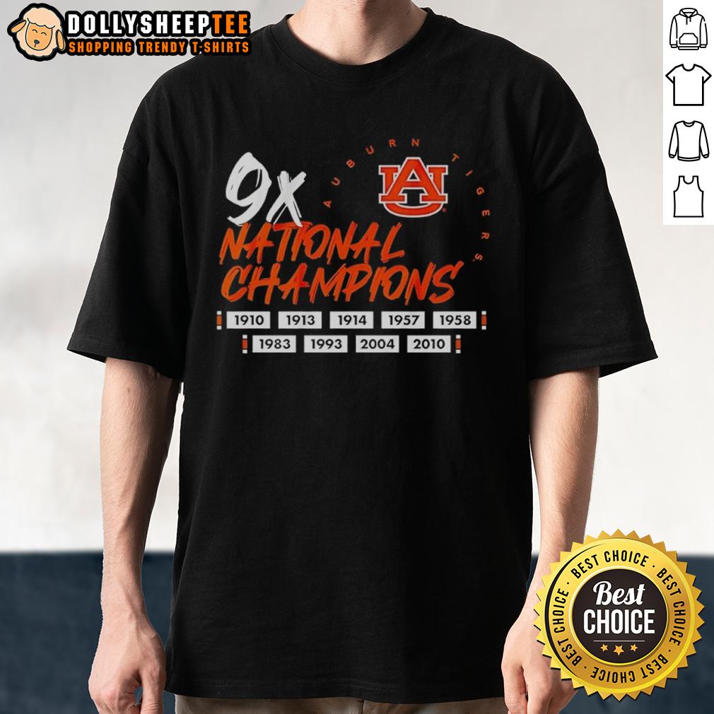 Top Nine Time National Champions Auburn Tigers Football Logo T-Shirt