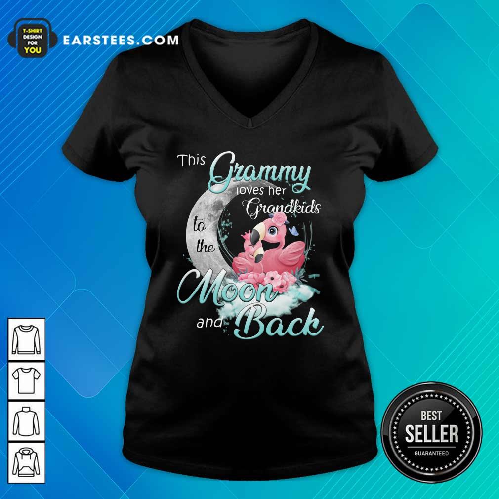 Perfect Flamingo This Grammy Loves Her Grandkids To The Moon And Back Shirt - Image 3