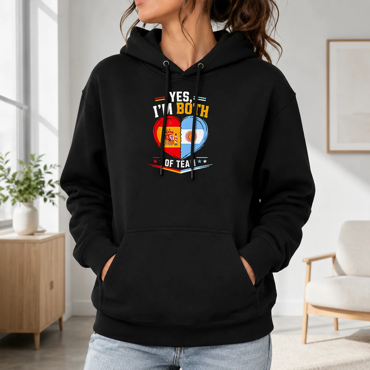 Pretty Yes I'm Both Of Team Spain And Argentina Heart Flag Shirt - Image 7