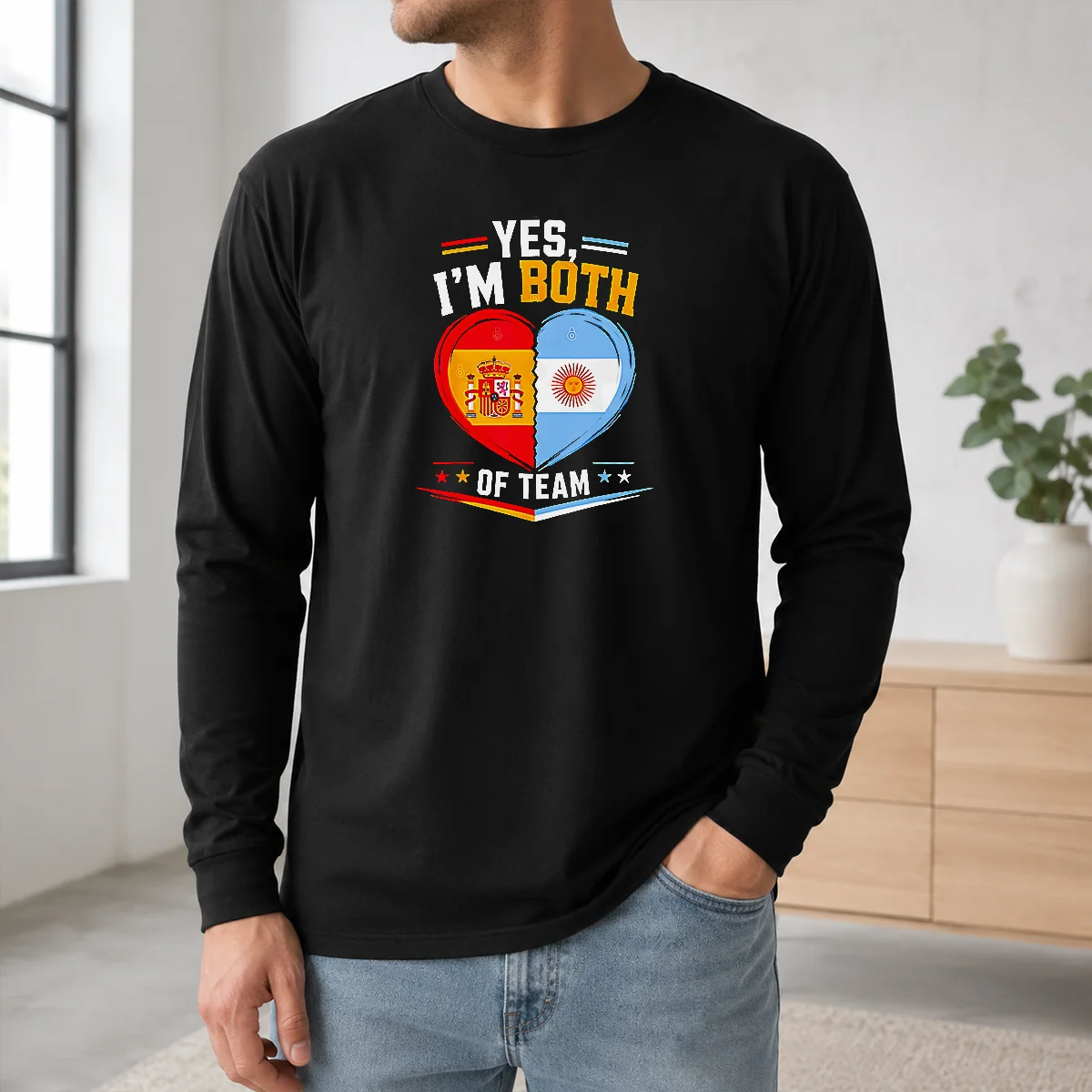 Pretty Yes I'm Both Of Team Spain And Argentina Heart Flag Shirt - Image 5