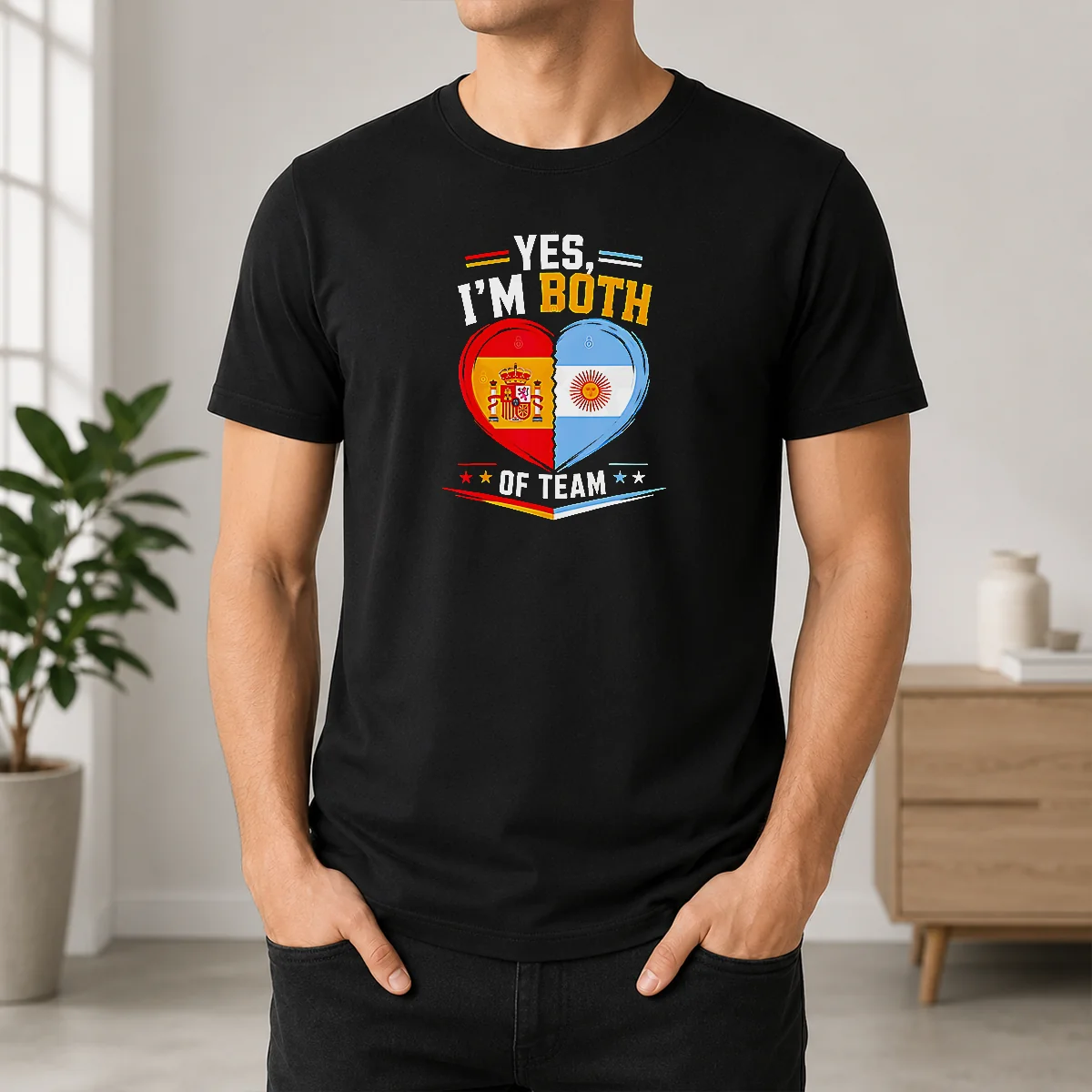 Pretty Yes I'm Both Of Team Spain And Argentina Heart Flag Shirt