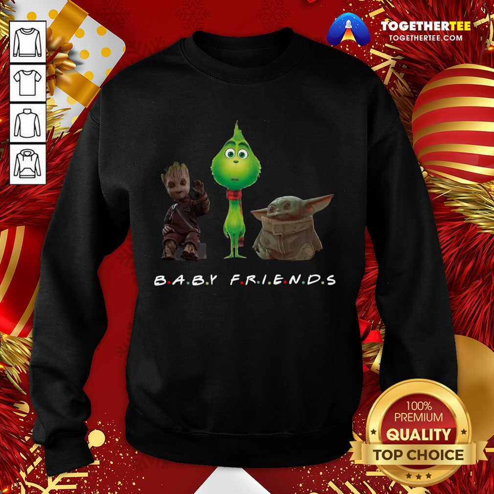 Cute Baby Groot And The Grinch And Baby Yoda Baby Friends Shirt - Image 4