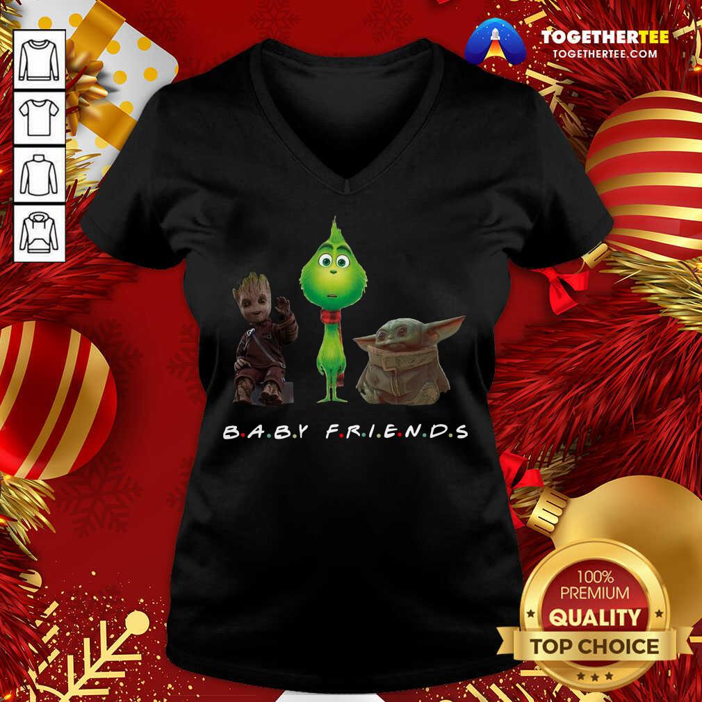 Cute Baby Groot And The Grinch And Baby Yoda Baby Friends Shirt - Image 2