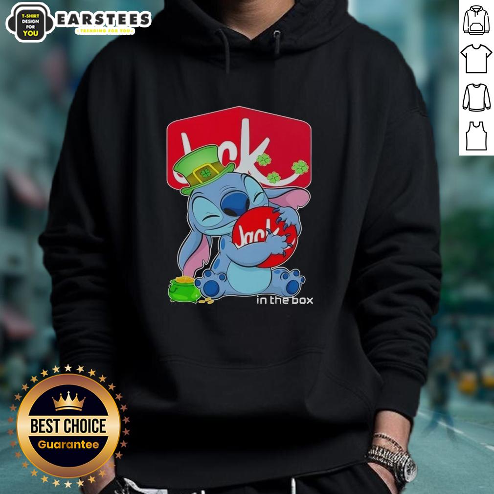 Cute Stitch Hug The Jack In The Box Logo Happy Patrick's Day T-Shirt - Image 2
