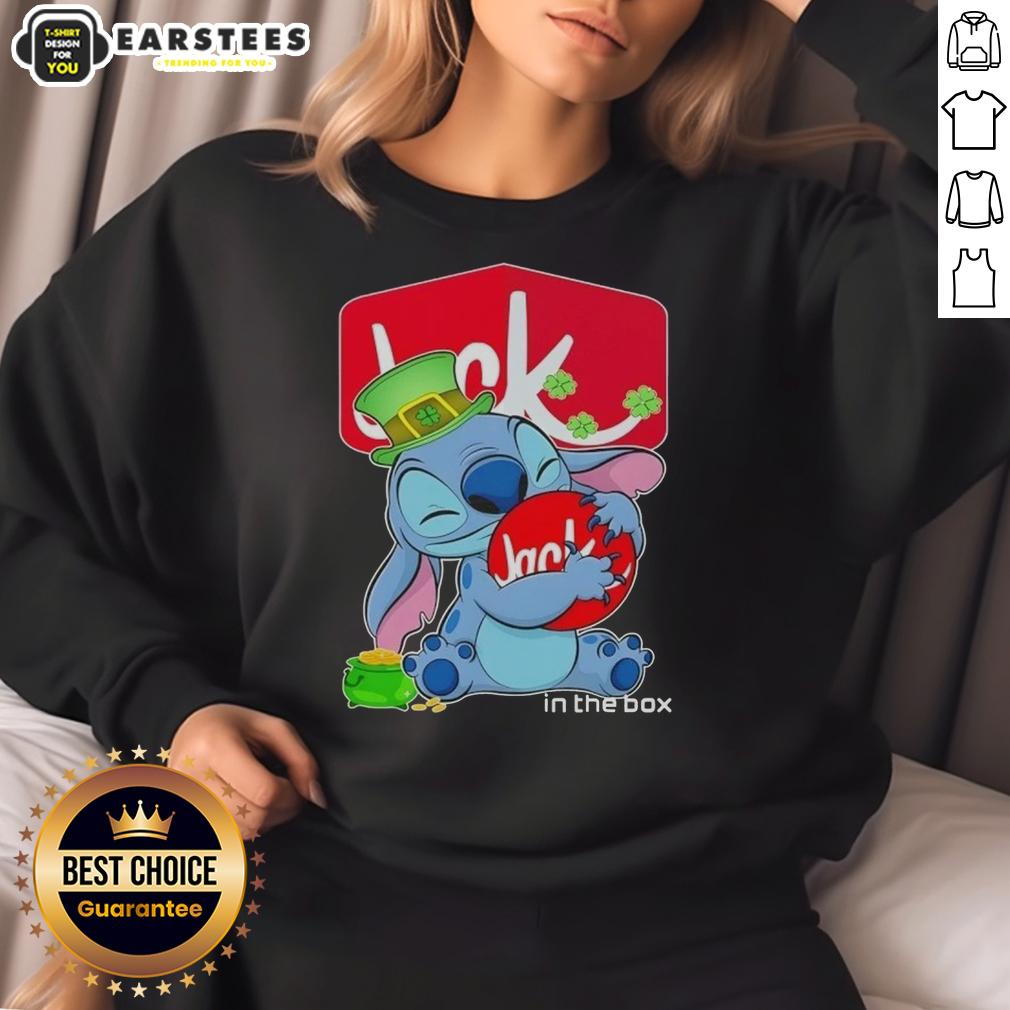 Cute Stitch Hug The Jack In The Box Logo Happy Patrick's Day T-Shirt - Image 5