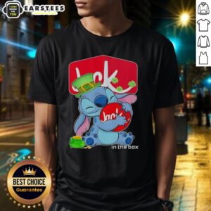 Cute Stitch Hug The Jack In The Box Logo Happy Patrick's Day T-Shirt