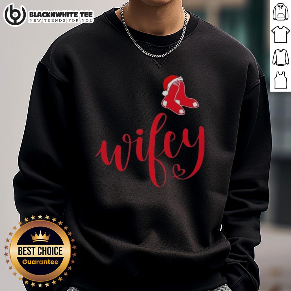 Good Wifey Boston Red Sox Santa Hat Merry Christmas T-Shirt - Image 5