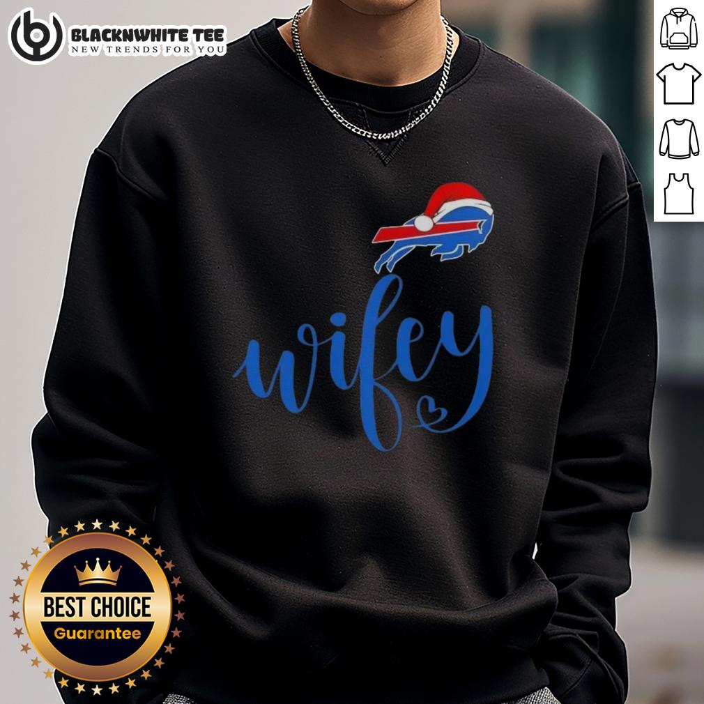 Good Wifey Buffalo Bills Santa Hat Merry Christmas T-Shirt - Image 5