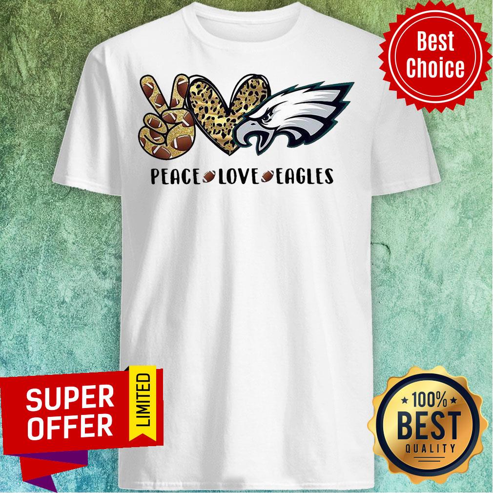 Nice Peace Love Eagles Heart Rugby Leopard Skin Shirt