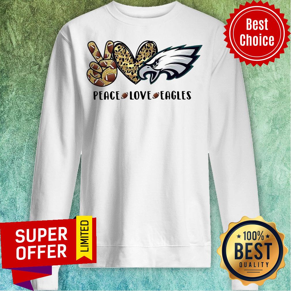 Nice Peace Love Eagles Heart Rugby Leopard Skin Shirt - Image 2