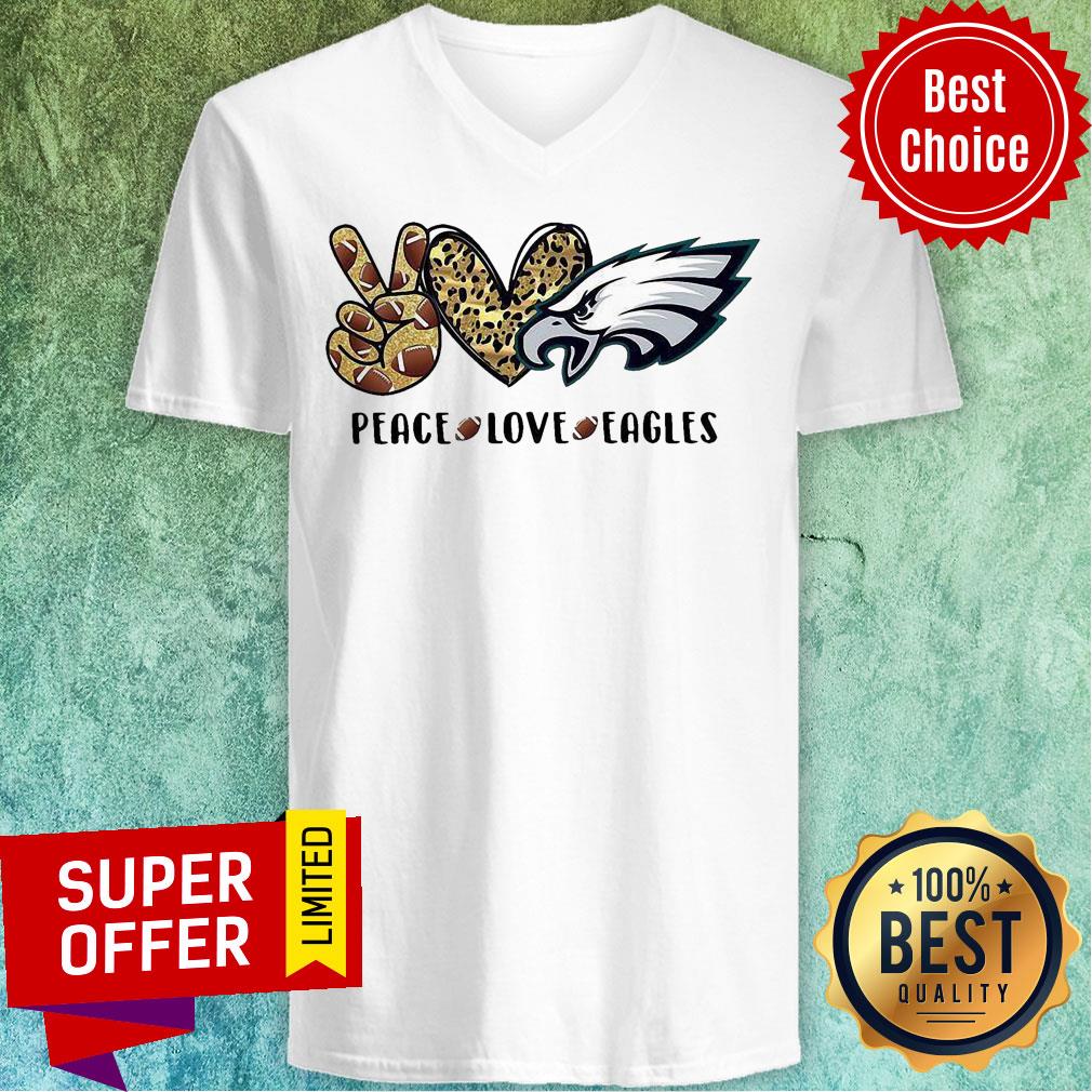Nice Peace Love Eagles Heart Rugby Leopard Skin Shirt - Image 4