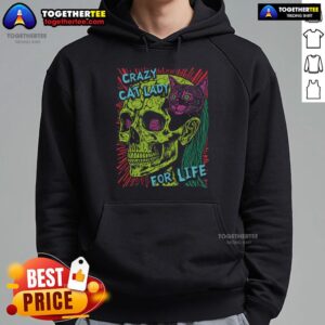 Alternative view of Top Crazy Cat Lady For Life Goth Punk Grunge Cat With Skull T-Shirt