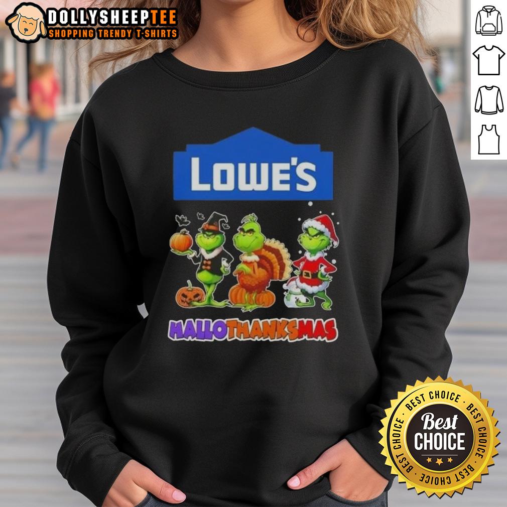 Good Lowe's X Grinch Cosplay Happy HalloThanksMas T-Shirt - Image 5