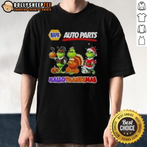 Good Napa Auto Parts X Grinch Cosplay Happy HalloThanksMas T-Shirt