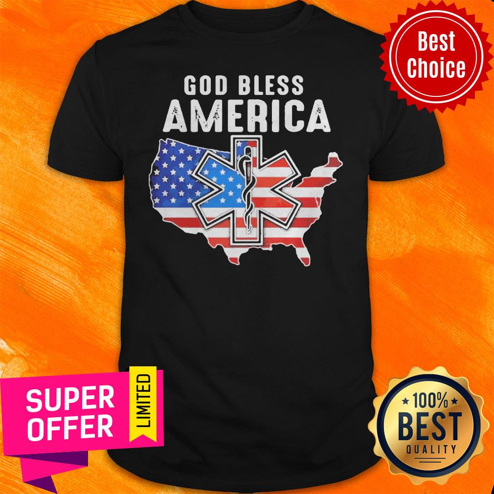 God Bless American Flag Veteran Independence Day Registered Nurse Map Shirt