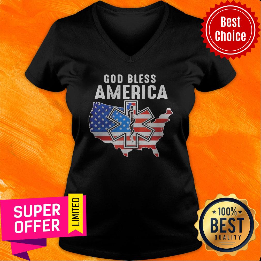 God Bless American Flag Veteran Independence Day Registered Nurse Map Shirt - Image 4