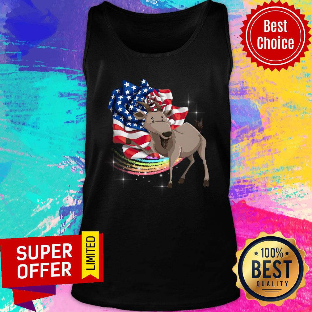 American Flag I Love Goat Rainbow Shirt - Image 3