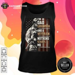 Alternative view of I'm A Grandpa And A Veteran Nothing Scares Me American Flag Shirt