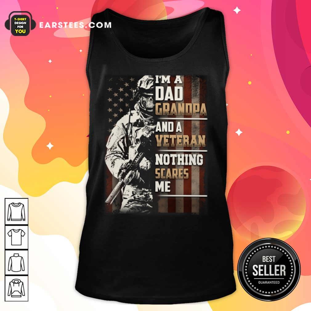 I'm A Grandpa And A Veteran Nothing Scares Me American Flag Shirt - Image 2