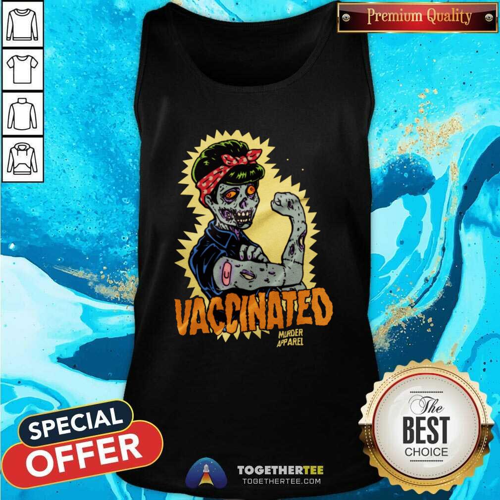 Cool Vaccinated Zombie Rosie Girl Power Feminist Goth Shirt - Image 4