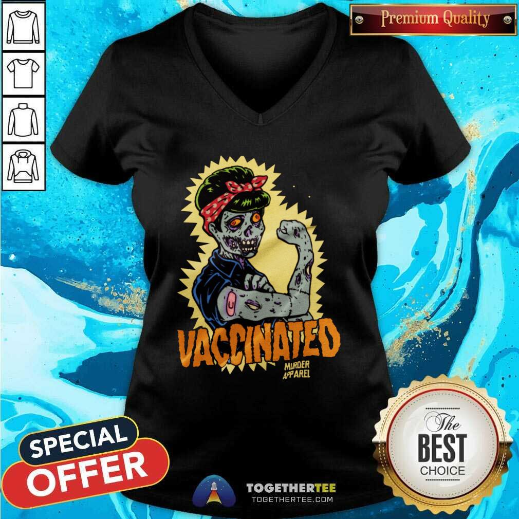 Cool Vaccinated Zombie Rosie Girl Power Feminist Goth Shirt - Image 3