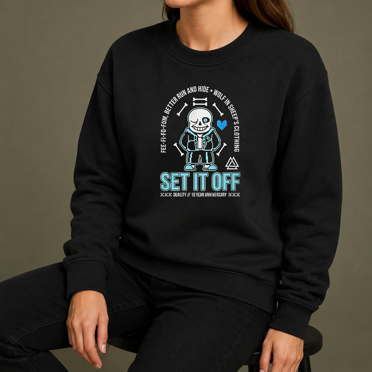 Top Set It Off Duality 10 Year Anniversary Undertale Sans Skeleton Shirt - Image 7