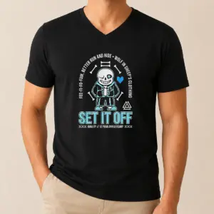 Alternative view of Top Set It Off Duality 10 Year Anniversary Undertale Sans Skeleton Shirt