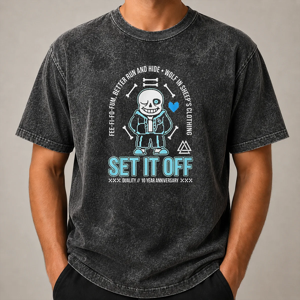 Top Set It Off Duality 10 Year Anniversary Undertale Sans Skeleton Shirt - Image 8
