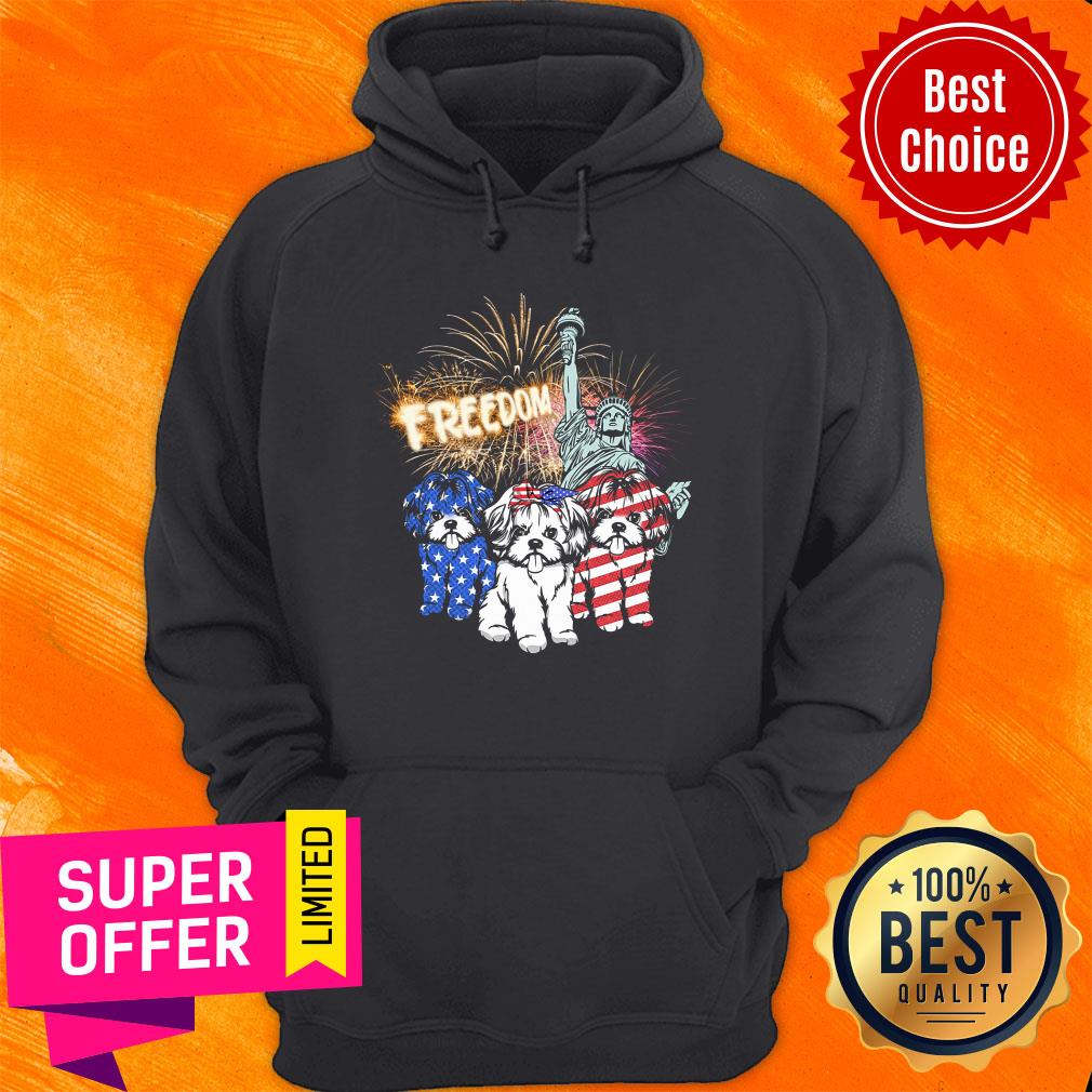 Shih Tzu Dog Freedom American Flag Shirt - Image 2