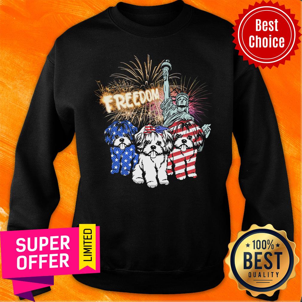Shih Tzu Dog Freedom American Flag Shirt - Image 5