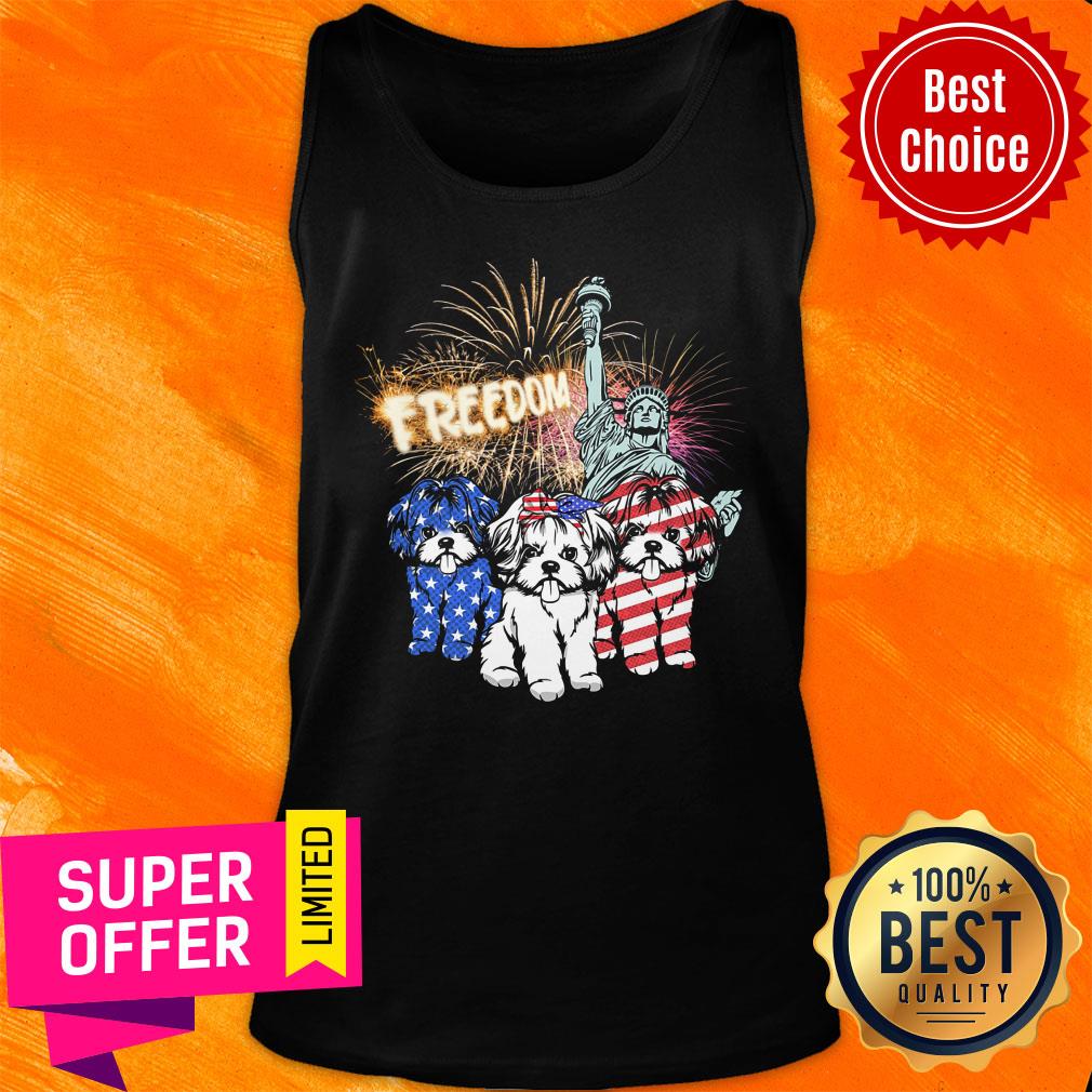 Shih Tzu Dog Freedom American Flag Shirt - Image 4