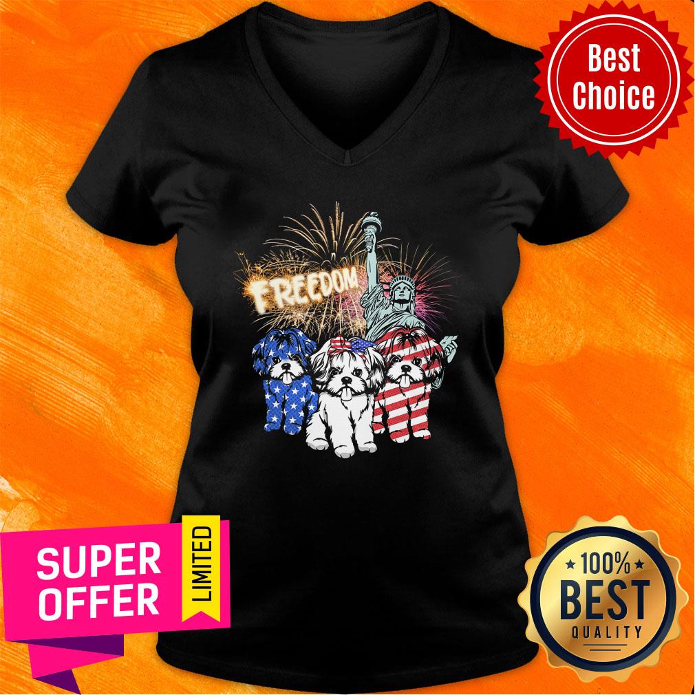 Shih Tzu Dog Freedom American Flag Shirt - Image 3