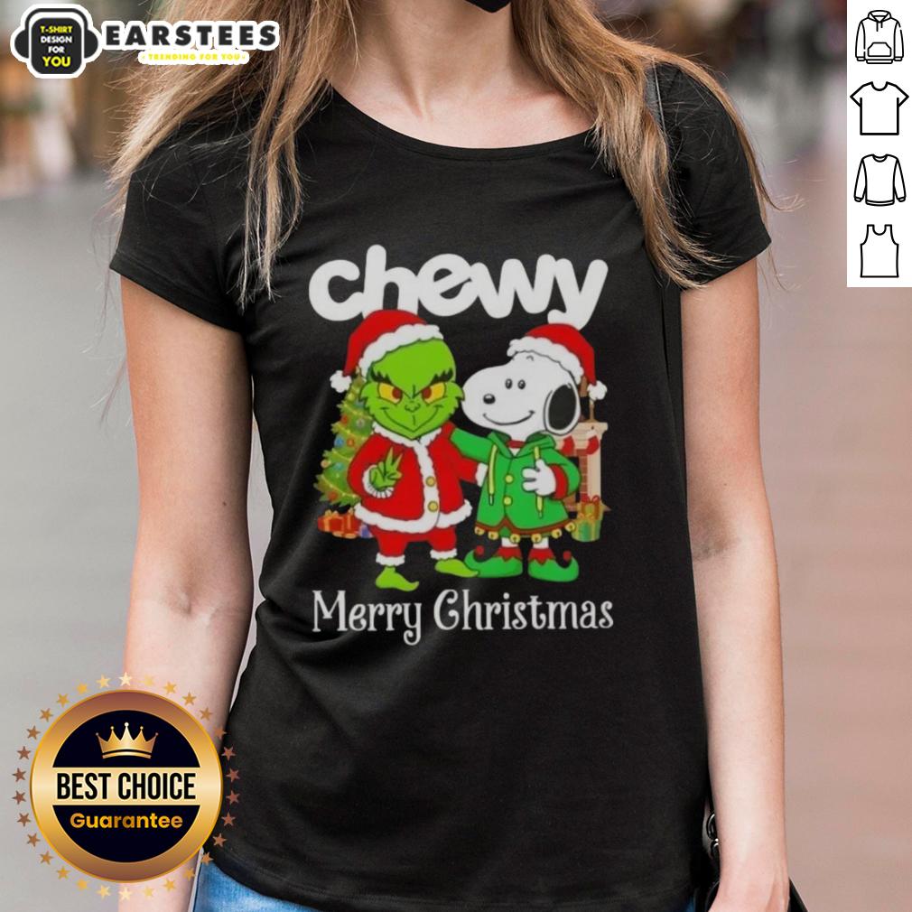 Awesome Chewy X Grinch And Snoopy Merry Christmas T-Shirt - Image 3