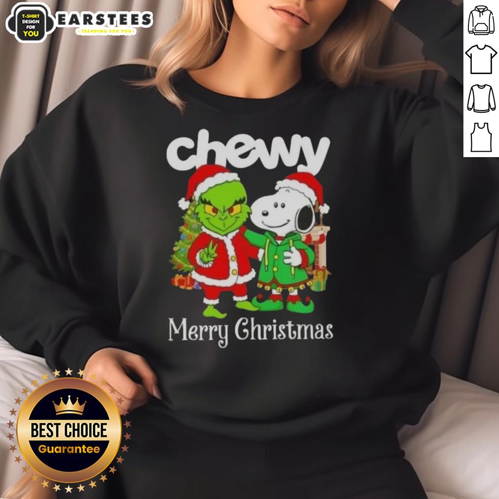 Awesome Chewy X Grinch And Snoopy Merry Christmas T-Shirt - Image 5