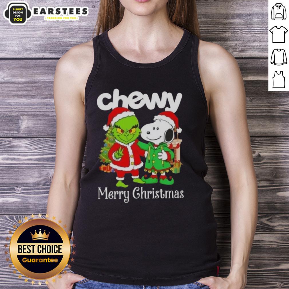 Awesome Chewy X Grinch And Snoopy Merry Christmas T-Shirt - Image 4