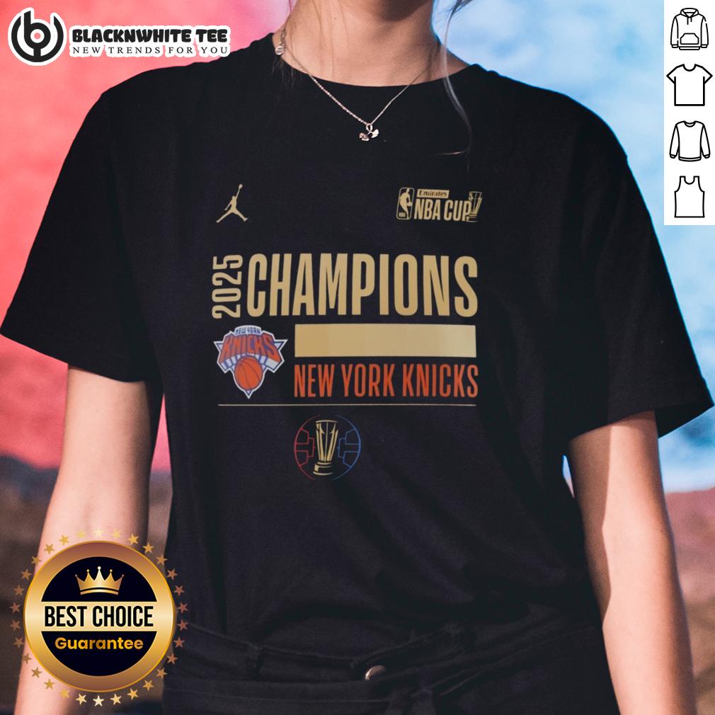 Good New York Knicks Basketball Emirates NBA Cup Champions 2025 T-Shirt - Image 3