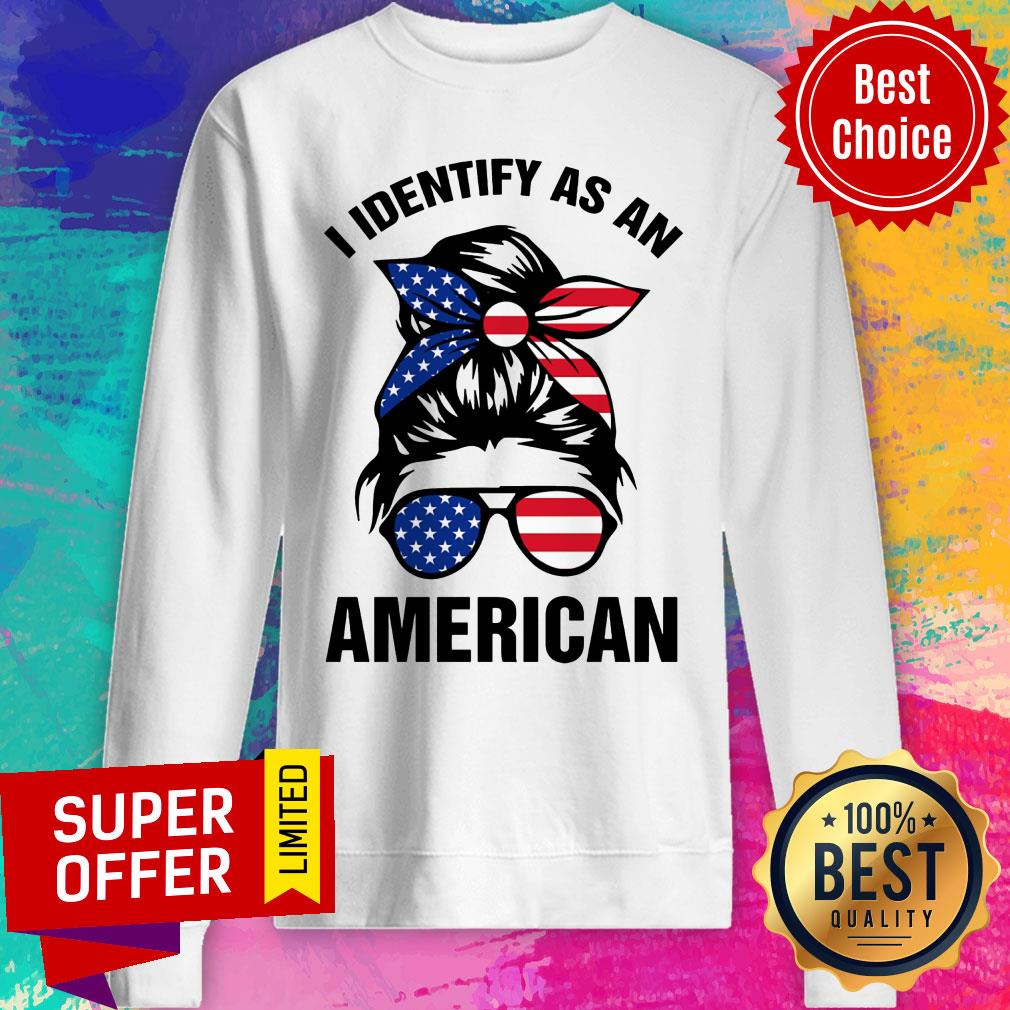 Messy Bun Girl I Identify As An American Flag Shirt - Image 4