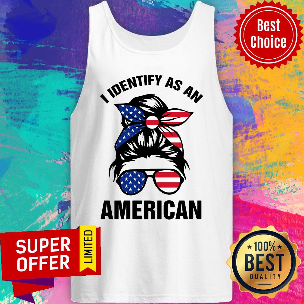 Messy Bun Girl I Identify As An American Flag Shirt - Image 3